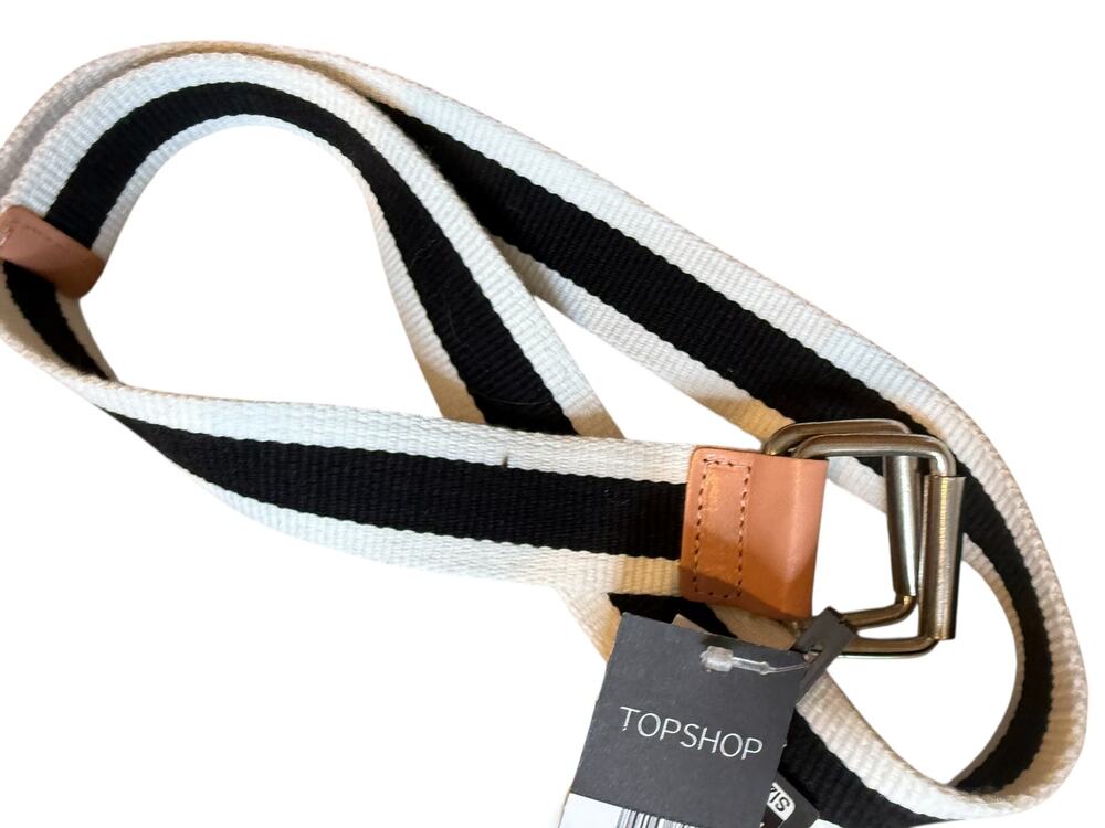 Topshop Canvas Adjustable Belt Navy Blue White S